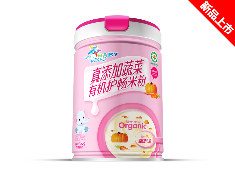 環球寶貝真添加蔬菜有機護暢米粉強化鈣鐵鋅桶裝